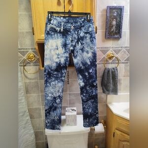 Blue tie dyed jeans